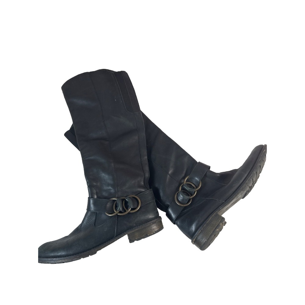 REMONTE Tall Riding Boots Sz 40 US 9 Black Leather Fleece Lined Knee High EUC